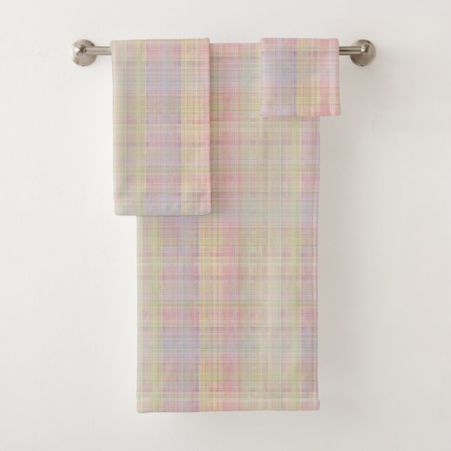 Multi-colors Pastel Glen Plaid Bath Towel Set (Insitu)