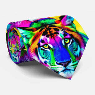 Multi-colour Tiger Big Cat Pattern Neck Tie