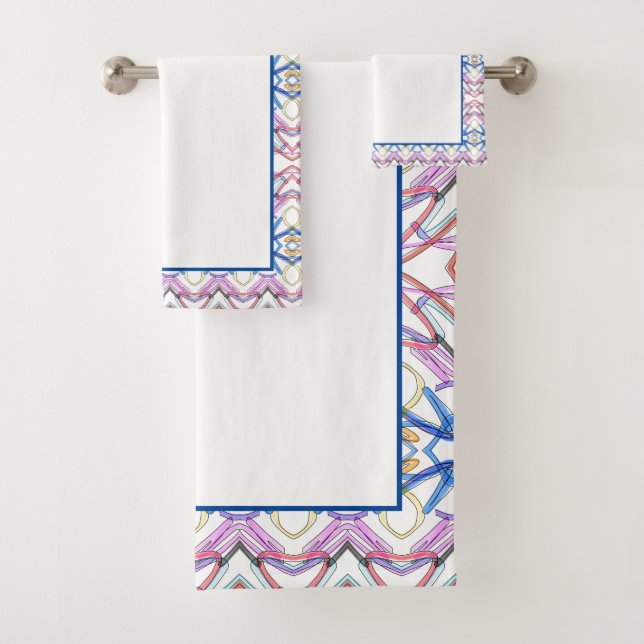 Multi Coloured and Modern Bath Towel Set (Insitu)