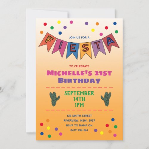 Multi_coloured Fiesta Bunting 21st Birthday Invitation