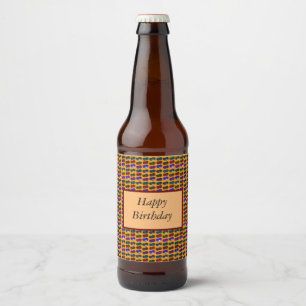 Multi Coloured Lawn Bowls, Birthday  Beer Bottle Label