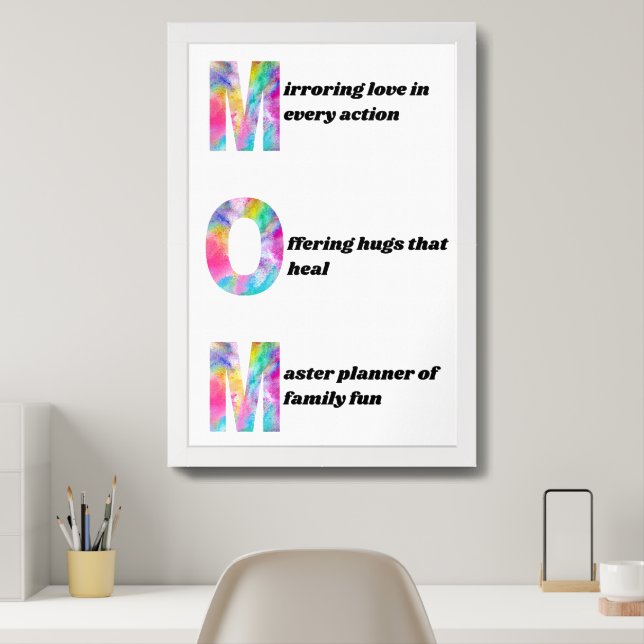 Multi-Coloured MOM Acronym Wall Art Mother's Day  (Home Office)