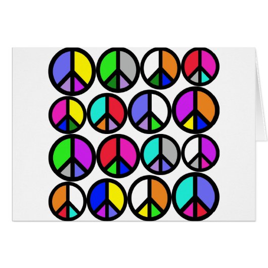 Multi-coloured Peace Symbols Cards (Front Horizontal)