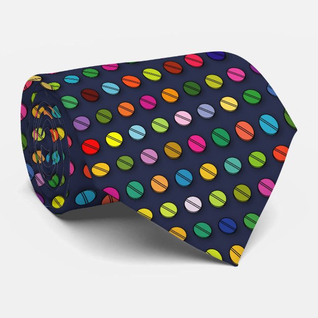 Multi-coloured pills pattern neck tie (Rolled)
