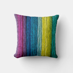 Multi Coloured Rope Double Sided 2 Patterns Throw Pillow