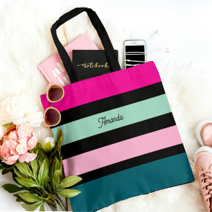 Multi coloured striped Pretty Minimal Tote Bag