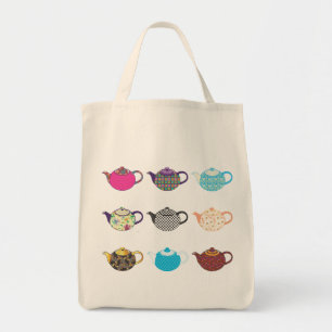 Multi-coloured Tea Kettles Tote Bag