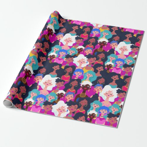 Multi_Cultural Women Colorful Pattern Wrapping Paper