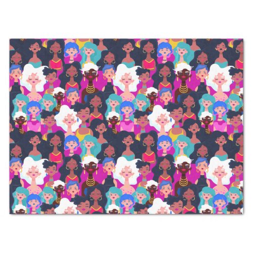 Multi_Cultural Womens Faces Pattern Tissue Paper