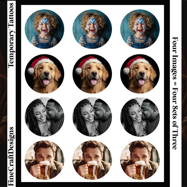 Multi Custom Image Party Your Face Selfie Temporary Tattoos (Creator Uploaded)