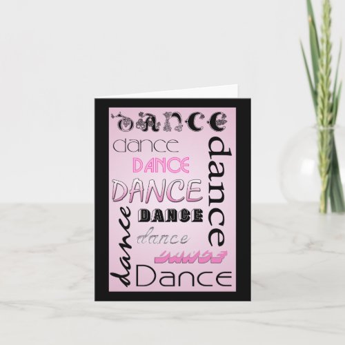 Multi Dance Text BLANK Note Card