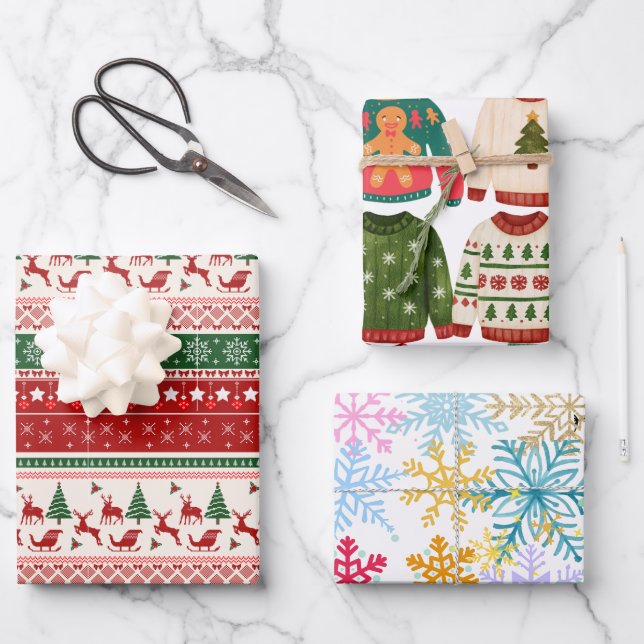 Multi Design Christmas Wrapping Paper Sheets (Front)