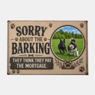 Multi Dog "sorry about the barking" personalized Doormat