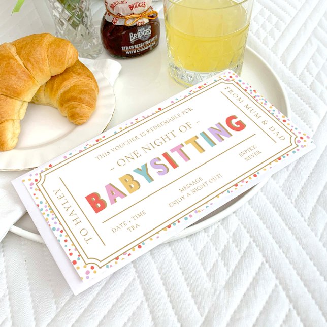 Multi Dot Babysitting Gift Voucher Card (Creator Uploaded)