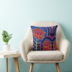 Multi Dotted Flowers Throw Pillow