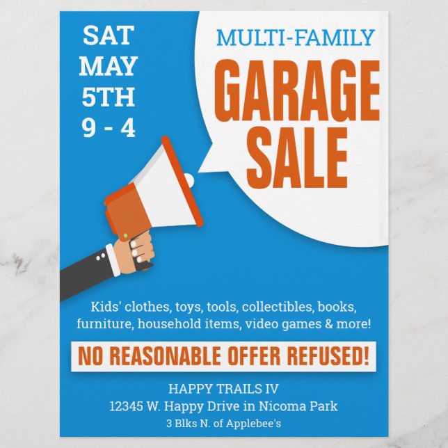 Multi-Family Garage Sale Flyer Template (Front)