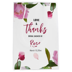 Multi Floral Bridal Shower Love & Thanks Medium Gift Bag