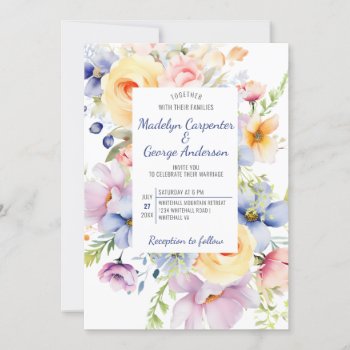 Multi-floral Watercolor Wedding Invitation by dmboyce at Zazzle