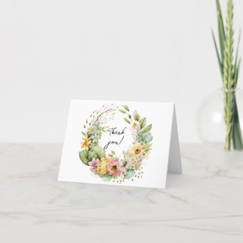 Multi Floral Watercolor Wreath Thank You