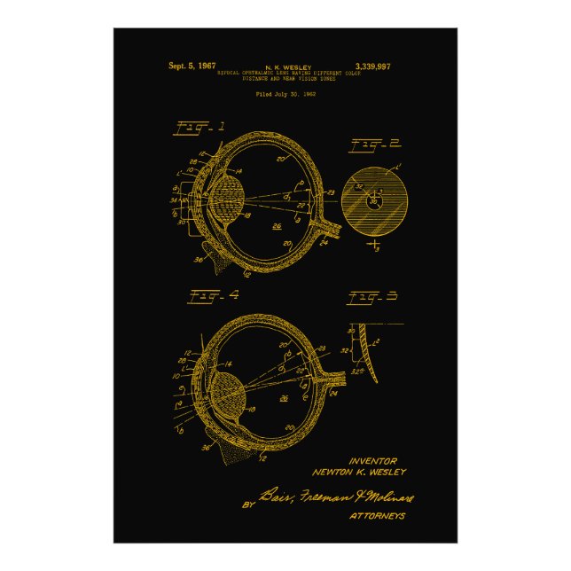 Multi-focal Cataract IOL Lens Patent 1962 Photo Print (Front)