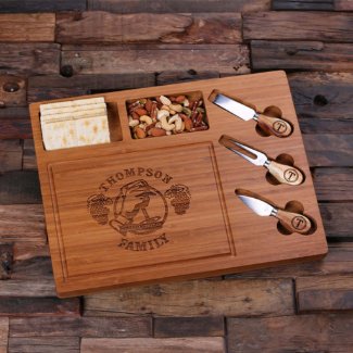 Multi-Functional Engraved Bamboo Serving Tray