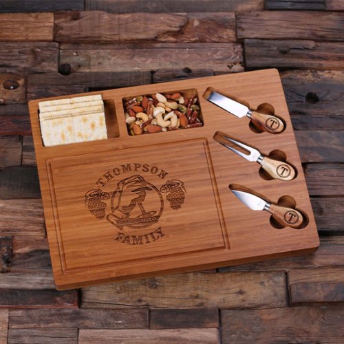 Multi_Functional Engraved Bamboo Serving Tray
