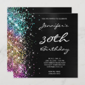 Multi Glitter Black Ombre Foil 30th Birthday Invitation (Front/Back)