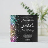 Multi Glitter Black Ombre Foil 30th Birthday Invitation (Standing Front)