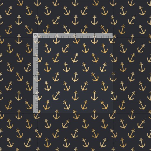 Multi gold anchor pattern on black template,chic fabric