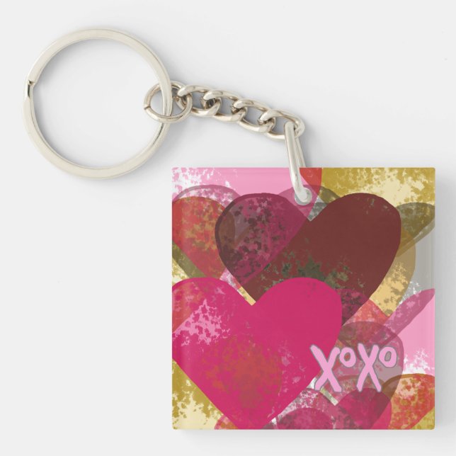 Multi heart Abstract Design Keychain (Front)