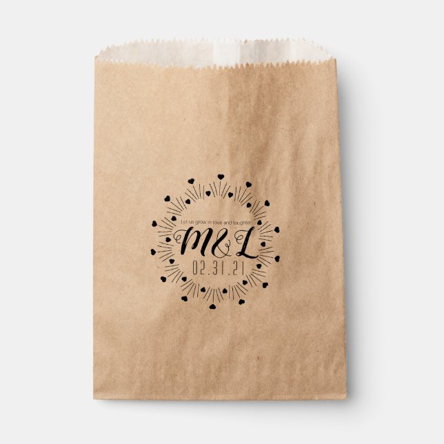 Multi Heart Line Bar Geo Circular Wedding Logo Favor Bag (Front)