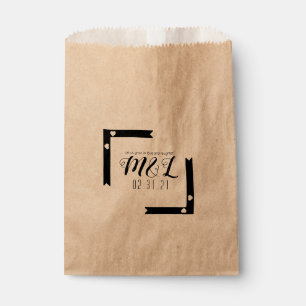 Multi Heart Line Bar Geo Wedding Logo Favor Bag