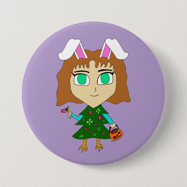 Multi Holiday Chibi Button (Front)