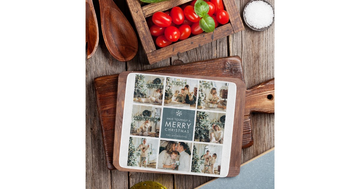 Multi Holiday Photos | Merry Christmas | Gift Cutting Board | Zazzle