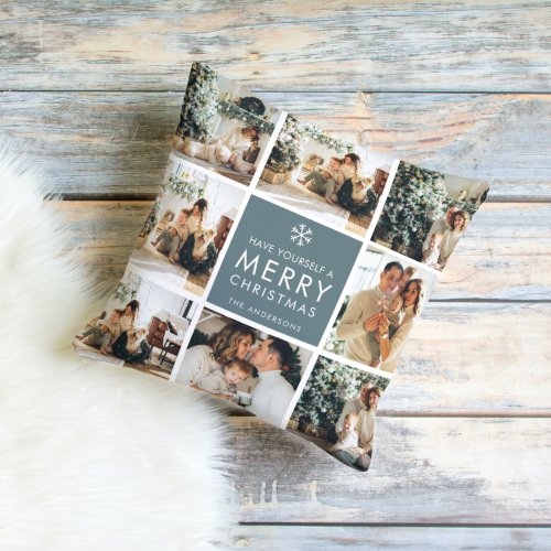 Multi Holiday Photos  Merry Christmas  Gift Outdoor Pillow