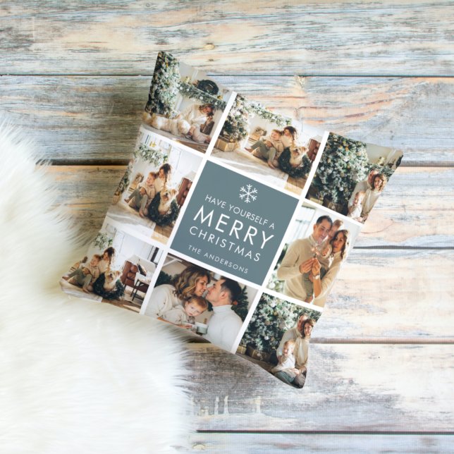 Multi Holiday Photos | Merry Christmas | Gift Outdoor Pillow (Creator Uploaded)