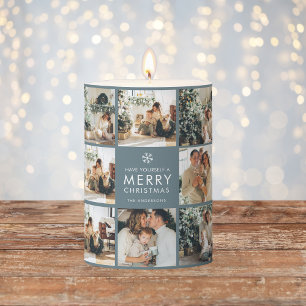 Multi Holiday Photos Merry Christmas Gift Pill Pillar Candle