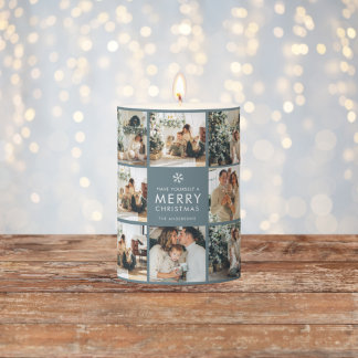 Multi Holiday Photos | Merry Christmas | Gift Pillar Candle