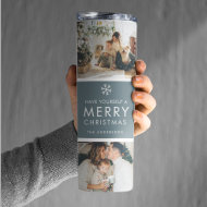 Multi Holiday Photos Merry Christmas Gift Thermal Tumbler