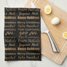 Multi-Language Golden Glitter Christmas Greetings