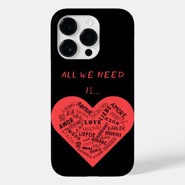 Multi Language Love Text Heart Custom Colors Case-Mate iPhone Case (Back)