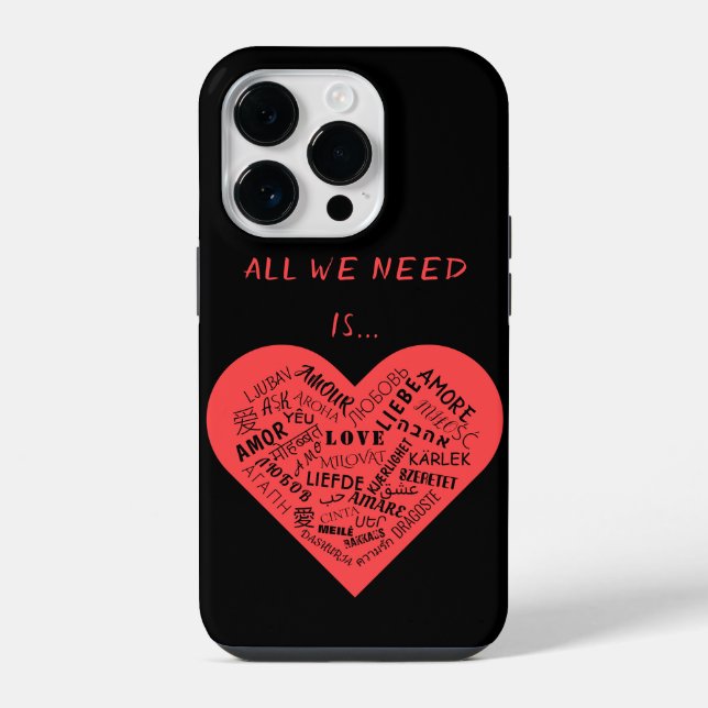 Multi Language Love Text Heart Custom Colors Iphone Case (Back)