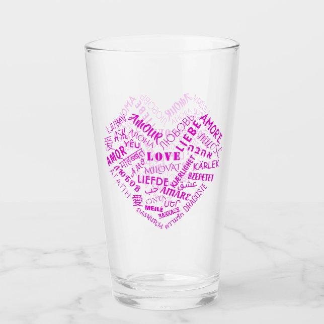 Multi Language Love Word Text Glass Gift (Front)