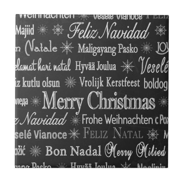 Multi-language Merry Christmas Thunder_Cove Ceramic Tile (Front)