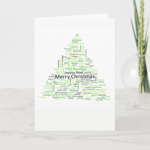 Multi Language Merry Christmas Tree Holiday Card