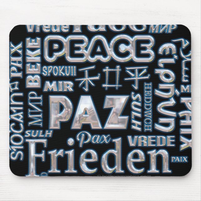 Multi language mouse mat black and chrome (Front)