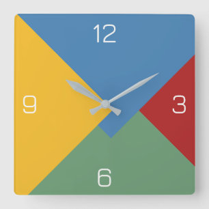 Multi-Layered Solid Many Colors Geometric Design Square Wall Clock