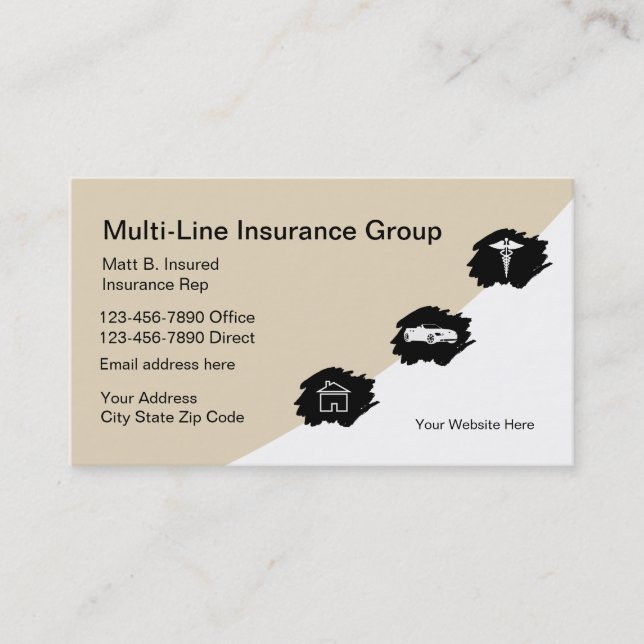 Multi Line Insurance Rep Business Card (Front)