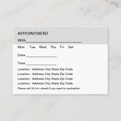 Multi Location Budget Bulk Appointment Cards