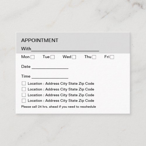 Multi Location Budget Bulk Appointment Cards 2